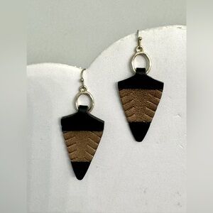 Copper and Black Leather Earrings